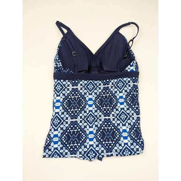 Tommy Bahama Indigo Cowrie Diamonds Over The Shoulder Shirred Tankini To… - Picture 5 of 10
